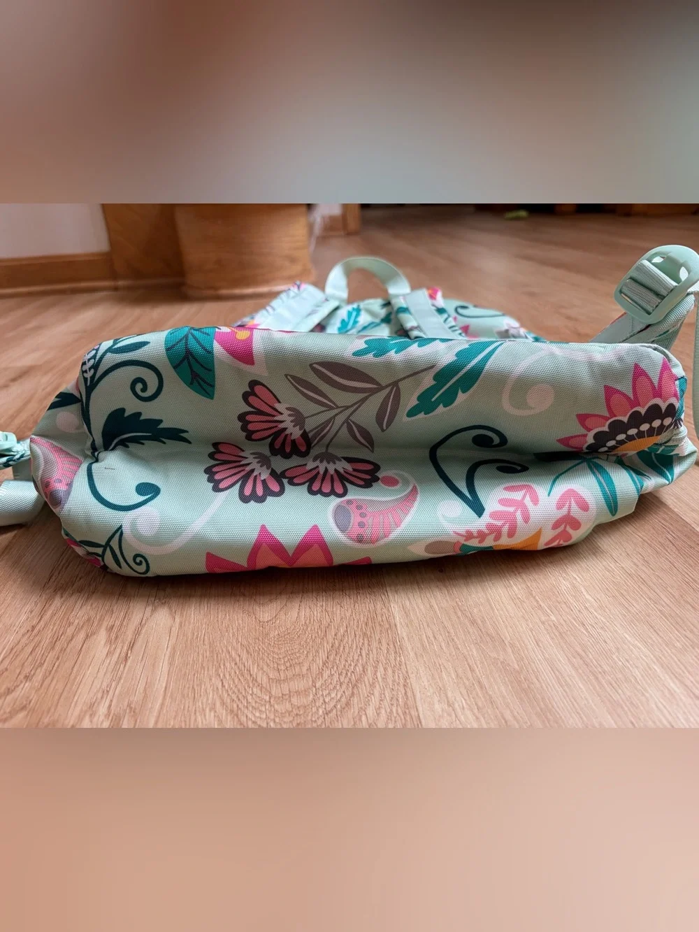 Vera Bradley Mint Flowers Floral Lighten Up Grand Backpack Teal Pink $115